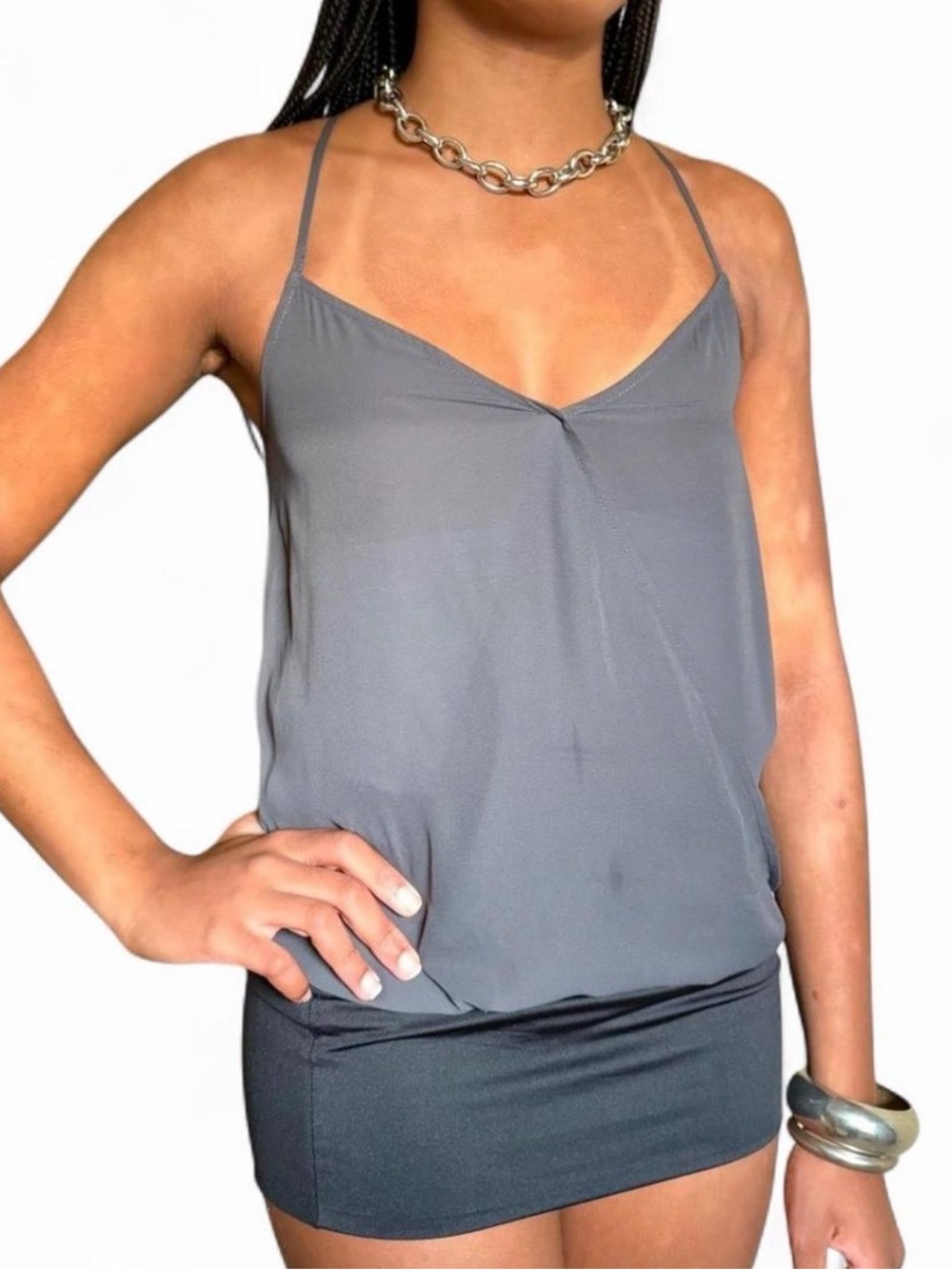 Grey Chic V-Neck Top